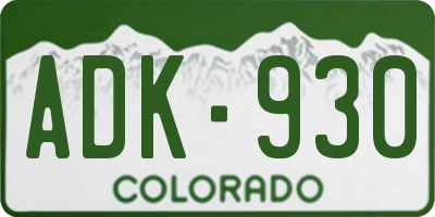 CO license plate ADK930