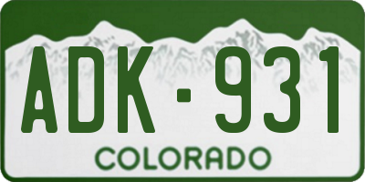 CO license plate ADK931