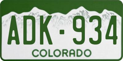 CO license plate ADK934