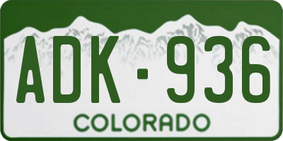 CO license plate ADK936