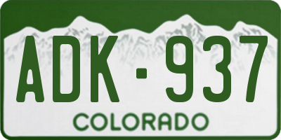 CO license plate ADK937