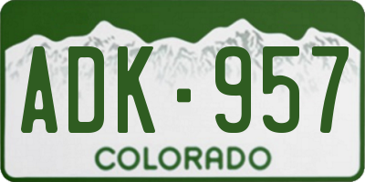 CO license plate ADK957