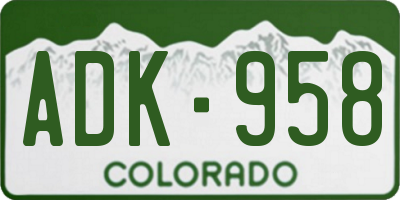 CO license plate ADK958
