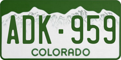 CO license plate ADK959
