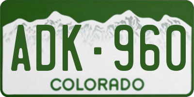 CO license plate ADK960