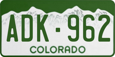 CO license plate ADK962