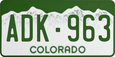CO license plate ADK963