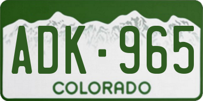 CO license plate ADK965
