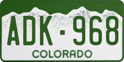 CO license plate ADK968
