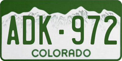 CO license plate ADK972