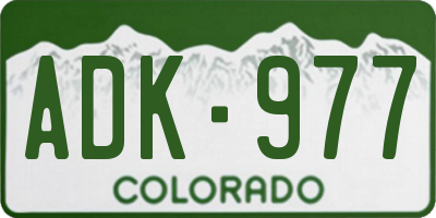 CO license plate ADK977