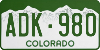 CO license plate ADK980