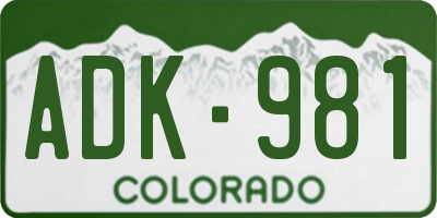 CO license plate ADK981