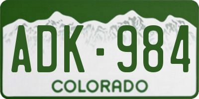 CO license plate ADK984