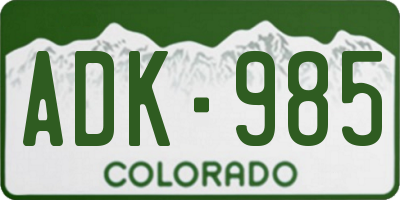 CO license plate ADK985
