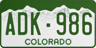 CO license plate ADK986