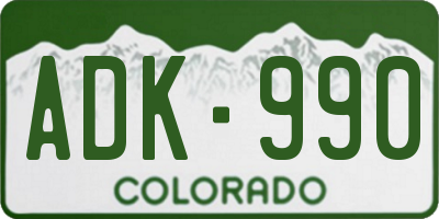 CO license plate ADK990