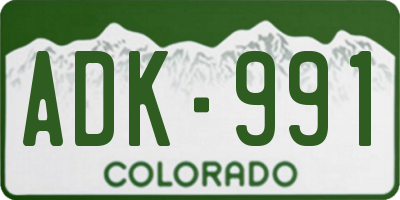 CO license plate ADK991