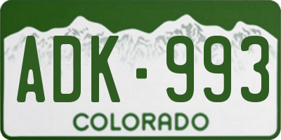 CO license plate ADK993