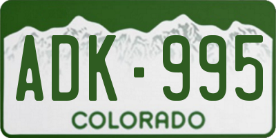 CO license plate ADK995