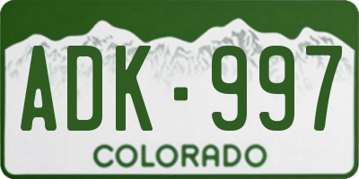 CO license plate ADK997