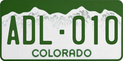 CO license plate ADL010