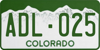 CO license plate ADL025