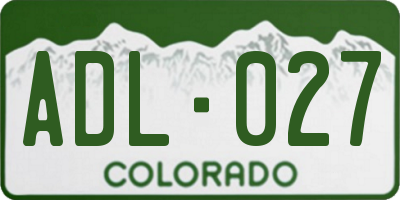 CO license plate ADL027