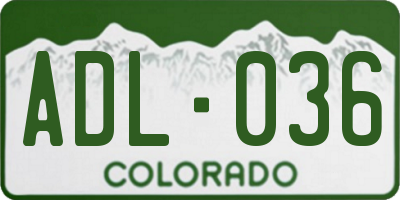 CO license plate ADL036