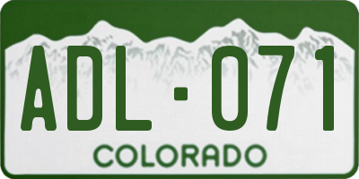 CO license plate ADL071