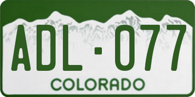 CO license plate ADL077
