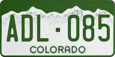 CO license plate ADL085