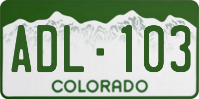 CO license plate ADL103