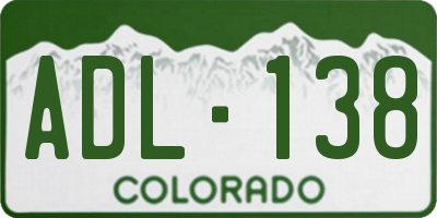 CO license plate ADL138