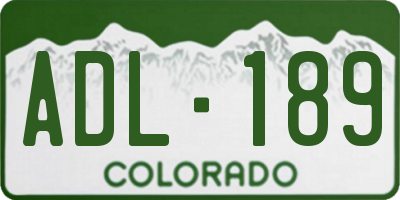 CO license plate ADL189
