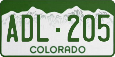 CO license plate ADL205