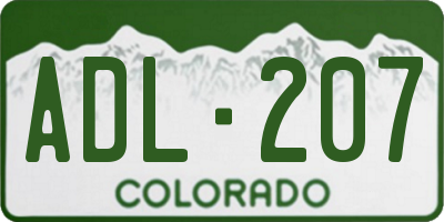 CO license plate ADL207