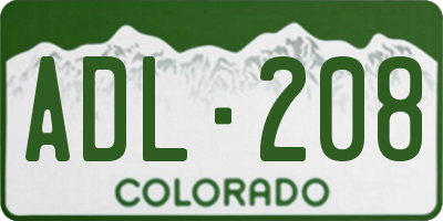CO license plate ADL208