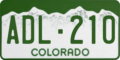 CO license plate ADL210