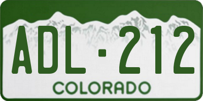 CO license plate ADL212
