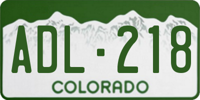 CO license plate ADL218