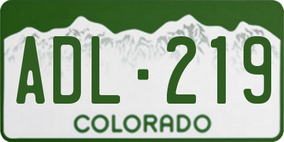 CO license plate ADL219