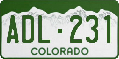 CO license plate ADL231