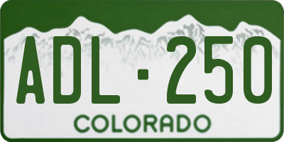 CO license plate ADL250