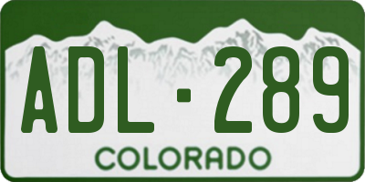 CO license plate ADL289