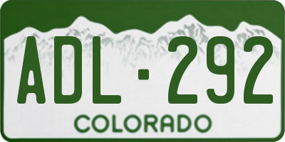 CO license plate ADL292