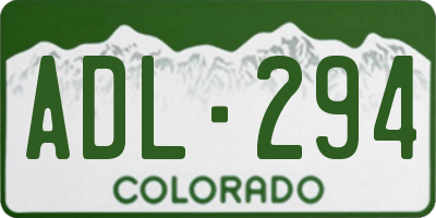 CO license plate ADL294