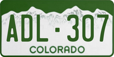 CO license plate ADL307