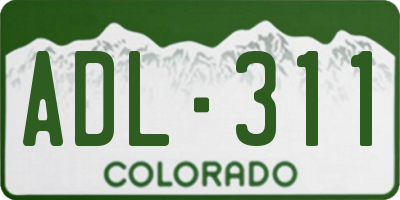CO license plate ADL311