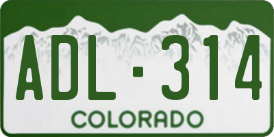CO license plate ADL314